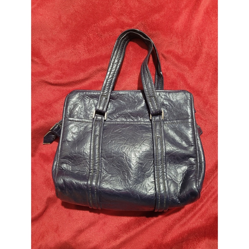 1960s Blue Faux Leather Pocketbook
